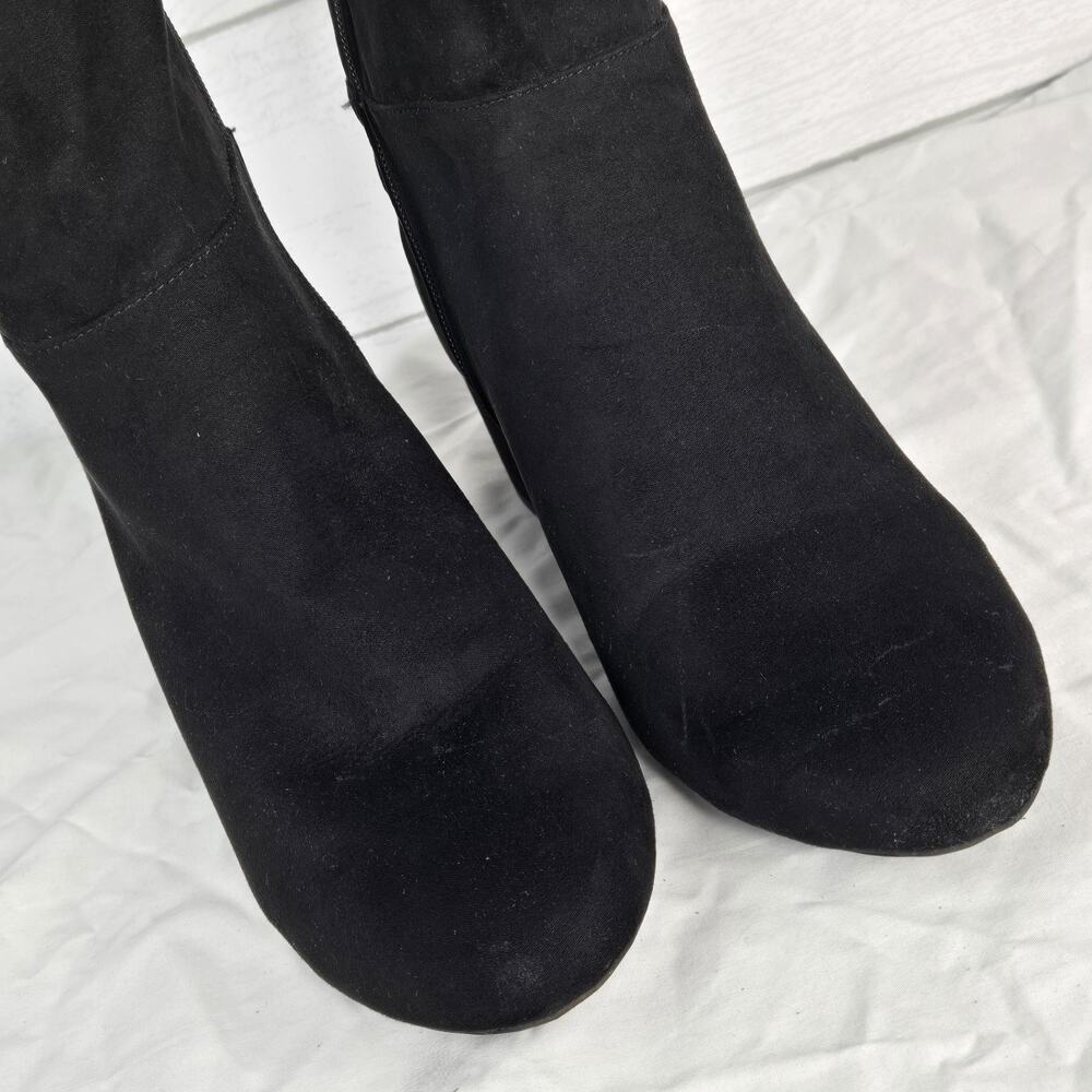 Torrid Knee High Boots Black Faux Suede Size 8.5 WW Wide Calf Block Heel - Picture 4 of 12